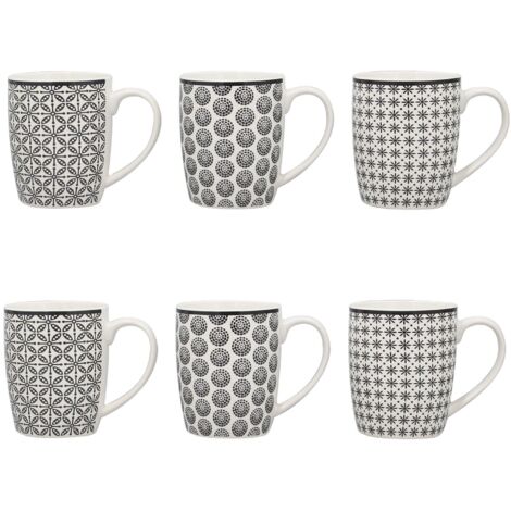Lot de 6 mugs en porcelaine 32cl, GRAPHIK