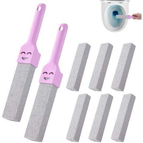 Lot de 6 nettoyants de toilettes en pierre ponce avec 2 poignées, pierre ponce remplaçable, nettoyant pour toilettes, baignoire, lavabo, lavabo