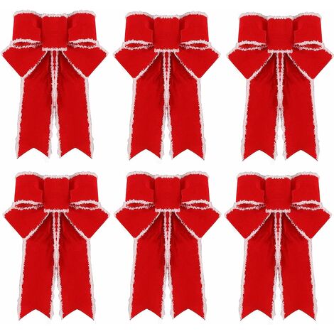 Décoration de mariage Couronne de Noël 27,6 x 20,8 cm Nœud à suspendre HJHIWE Lot de 6 nœuds de Noël en toile de jute