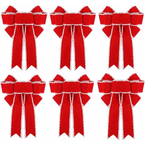 Décoration de mariage Couronne de Noël 27,6 x 20,8 cm Nœud à suspendre HJHIWE Lot de 6 nœuds de Noël en toile de jute