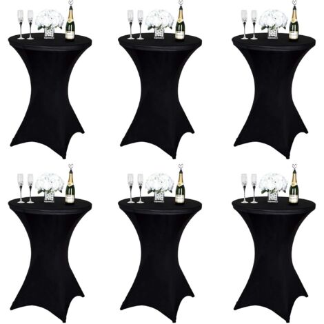 Lot de 6 Noir Housse Mange Debout, 80 x 110 cm, Noir Nappe Extensibles en Spandex