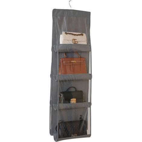 Lot de 6 organiseurs de rangement pour sac à main, organiseur de rangement transparent pour portefeuille, 8 poches pour penderie, gain de place pour la maison, le placard, la chambre à coucher