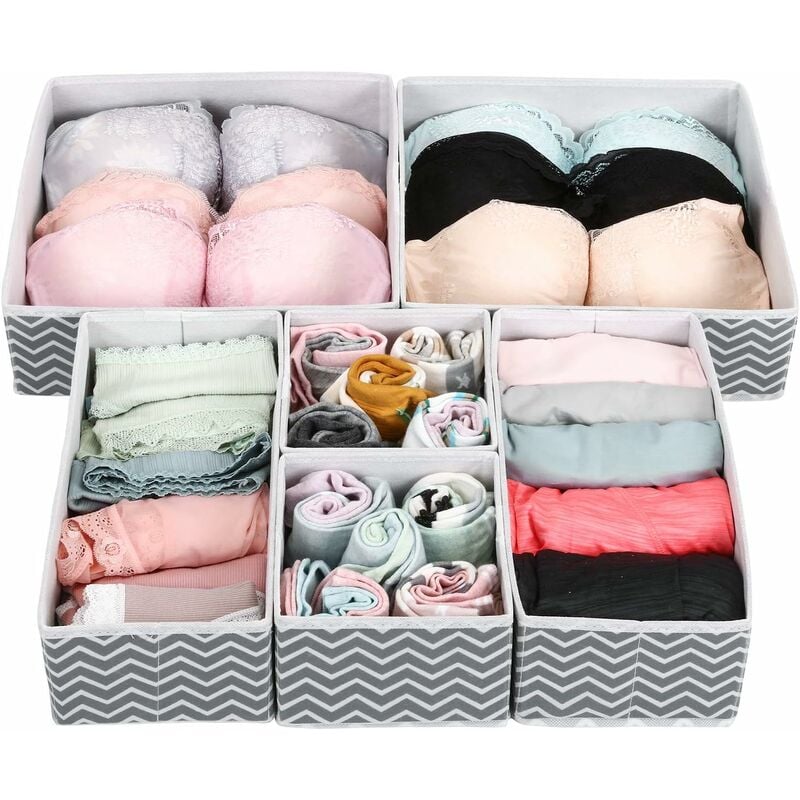 Fei Yu - Lot de 6 organiseurs de tiroirs pour sous-vêtements, Boîtes de rangement pliables pour armoire et tiroir de placard, paniers de rangement
