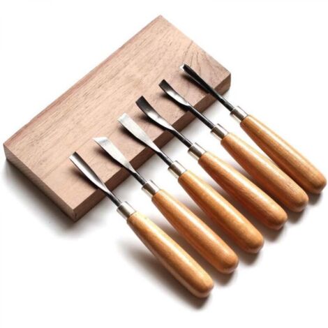 Lot de 6 Outils de Gravure - Couteau Sculpture sur Bois - Ciseaux à Bois pour Charpentiers Sculpteurs Professionnels