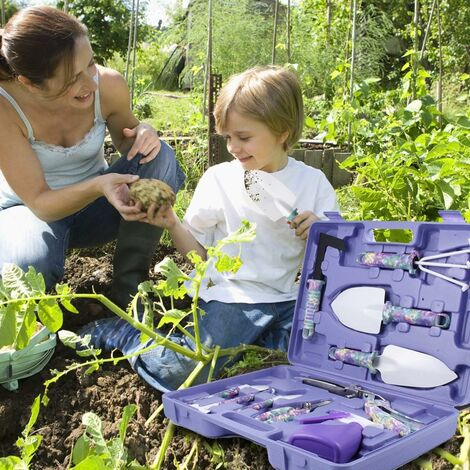 Lot de 6 Outils de Jardinage avec poignée antidérapante et truelle Anti-Rouille, cultivateur, cisaille à élaguer, pulvérisateur d'eau et étui