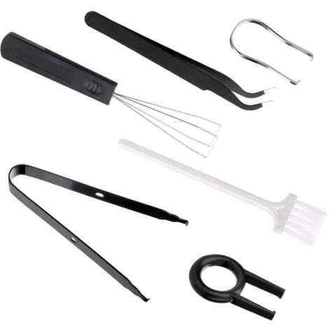 Lot de 6 outils de retrait de touches - Extracteur de clavier - Outil de retrait de commutateurs avec capuchons de touches - Pince à épiler - Brosse de nettoyage pour clavier mécanique