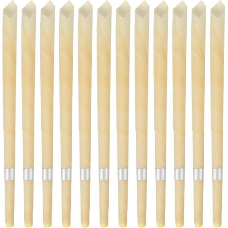 Lot de 6 paires de bougies d'oreilles en cire d'abeille - Naturel biologique avec 6 disques de protection de sécurité et filtre à cire - Relaxant,