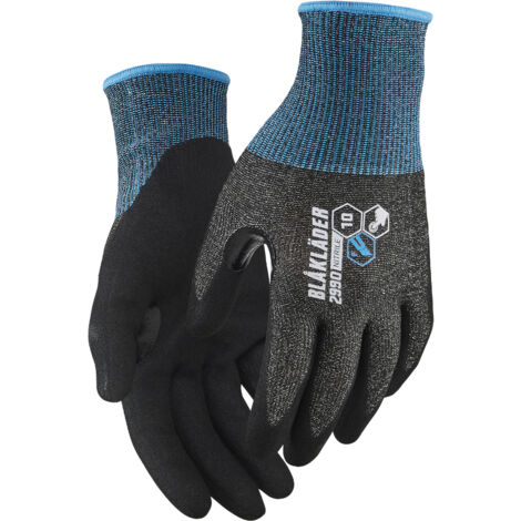 Lot de 6 paires - Gants de travail tactiles anti coupure niveau F enduit de nitrile 2990 - Noir 10