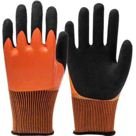 Lot de 6 paires gants travail en imperméables,Gants imperméables en latex,protection durables for le jardinage usine(L:24.5-25cm)
