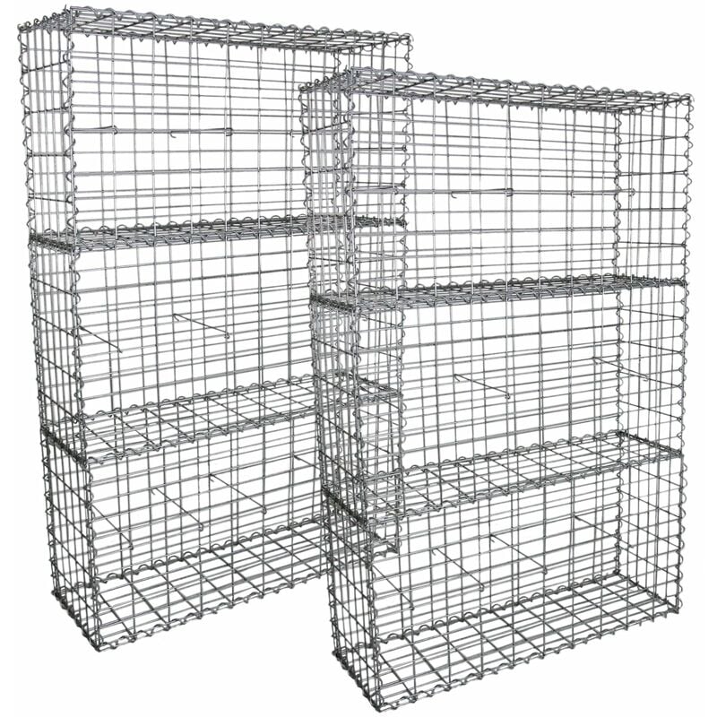 Lot de 6 Paniers de Gabions Argentés en Acier Galvanisé pour Projets d'Aménagement Extérieur, Murs de Soutènement, Clôture de Jardin. 100 x 50 x 30cm