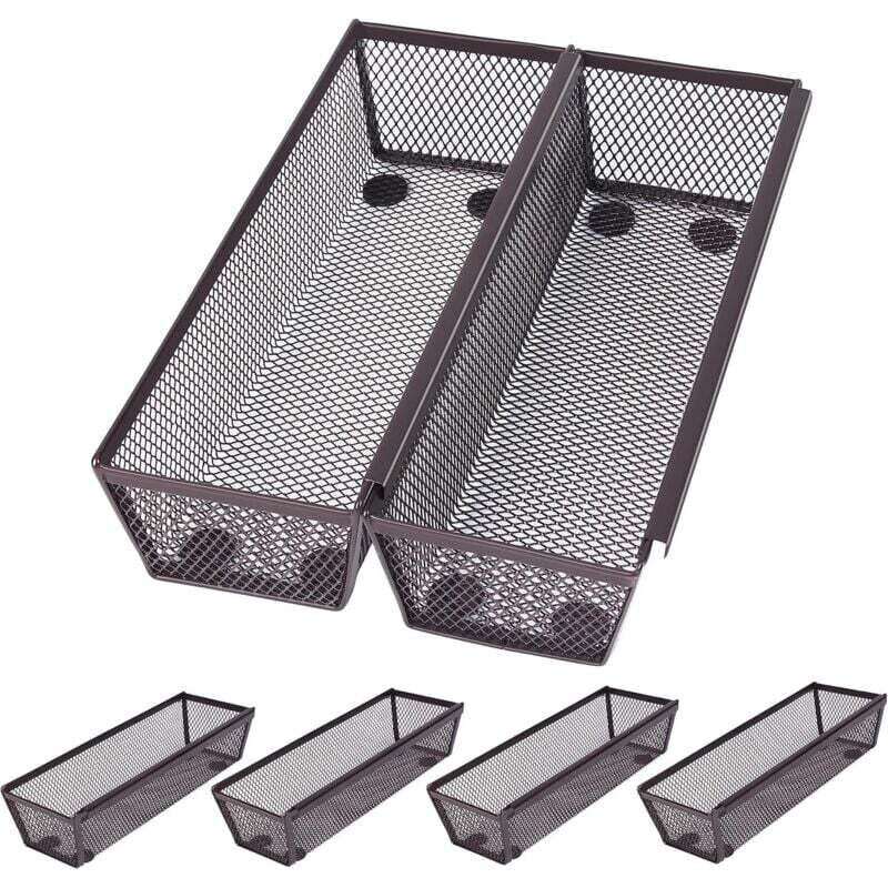 Lot de 6 paniers de rangement de cuisine en maille bronze – Paniers de rangement en métal à emboîtement fin – Caoutchouc antidérapant – Tiroir de