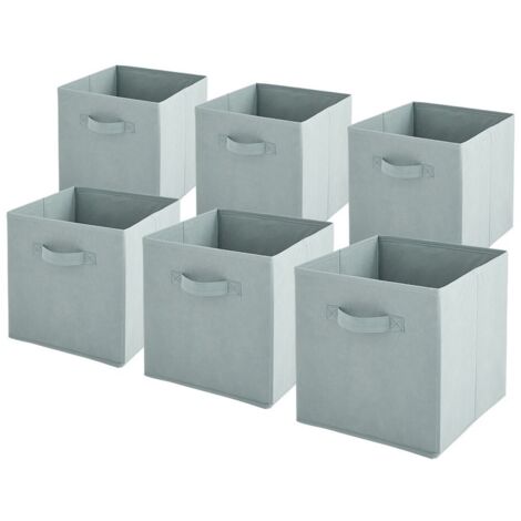 Lot de 6 paniers pliables en tissu vert sauge 27 x 27 x 27 cm