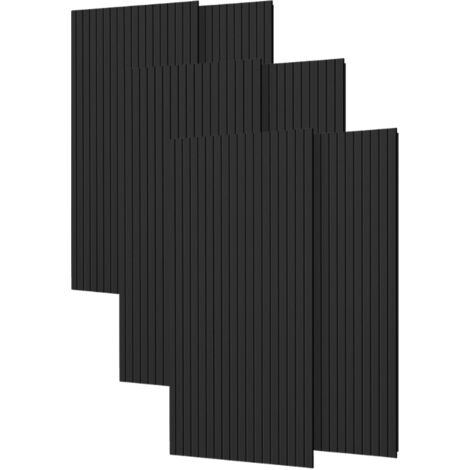 Lot de 6 Panneaux Acoustiques Muraux Bois 240x60x2,2cm - Couleur Noir avec Fond Noir - SILUMEN