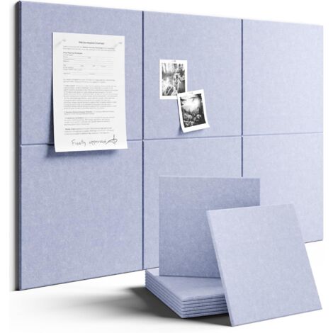 Lot de 6 panneaux d'affichage en feutre, panneaux de décoration murale, panneaux muraux épais, à assembler librement, pour la décoration de bureaux, 30 × 30 cm, bleu