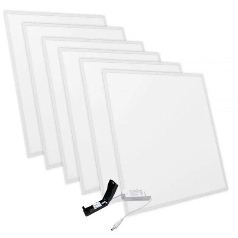Lot de 6 Panneaux led 60x60 35W 120lm/W IP44 28mm avec Transfo V3 - 120 ° - Blanc neutre - 4000K