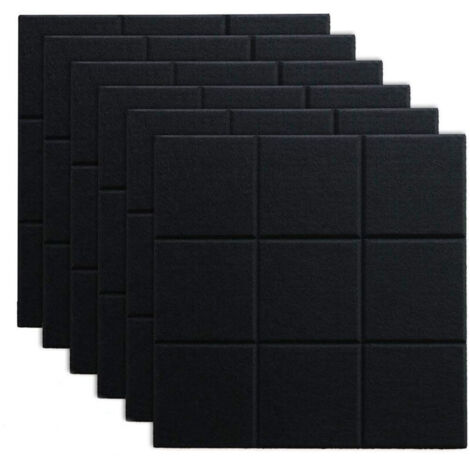 Lot de 6 panneaux mémo en feutre autocollant 30×30 cm – Noir