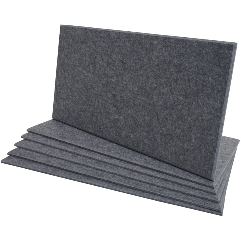 Jamais utilisé] Lot de 6 panneaux muraux acoustiques HHG 576, panneaux muraux acoustiques, insonorisant 1qm surface 60x30cm, gris