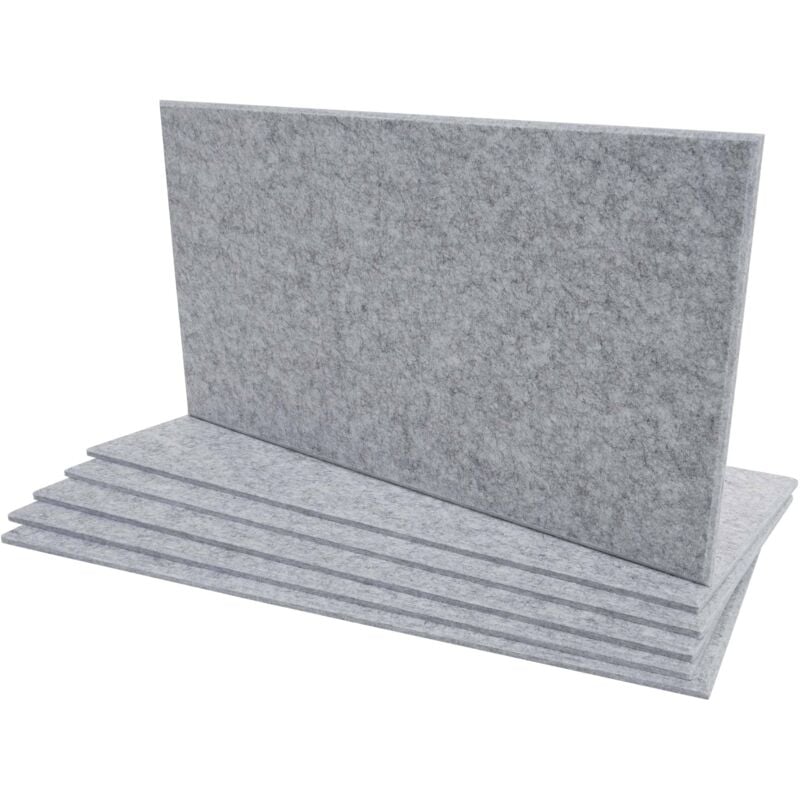 Lot de 6 panneaux muraux acoustiques HHG 576, panneaux muraux acoustiques, insonorisant 1qm surface 60x30cm, gris clair