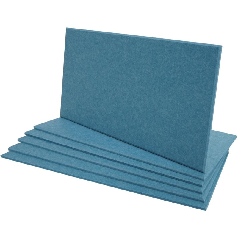 Lot de 6 panneaux muraux acoustiques HHG 576, panneaux muraux acoustiques, insonorisant 1qm surface 60x30cm, bleu