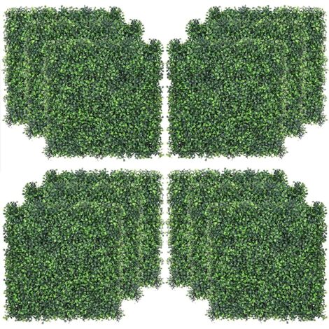 Lot de 6 panneaux muraux en haie de buis artificiels 50 x 50 cm