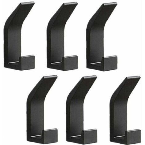 Lot de 6 Patères Murales Autocollantes Sans Perçage Porte-Serviettes Crochets en Aluminium Noir
