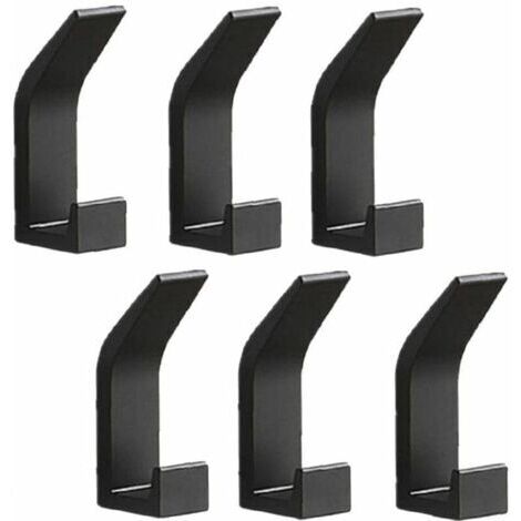 Lot de 6 patères murales patères porte-serviettes crochets de porte sans perçage patères en aluminium porte-manteau mural autocollant, noir