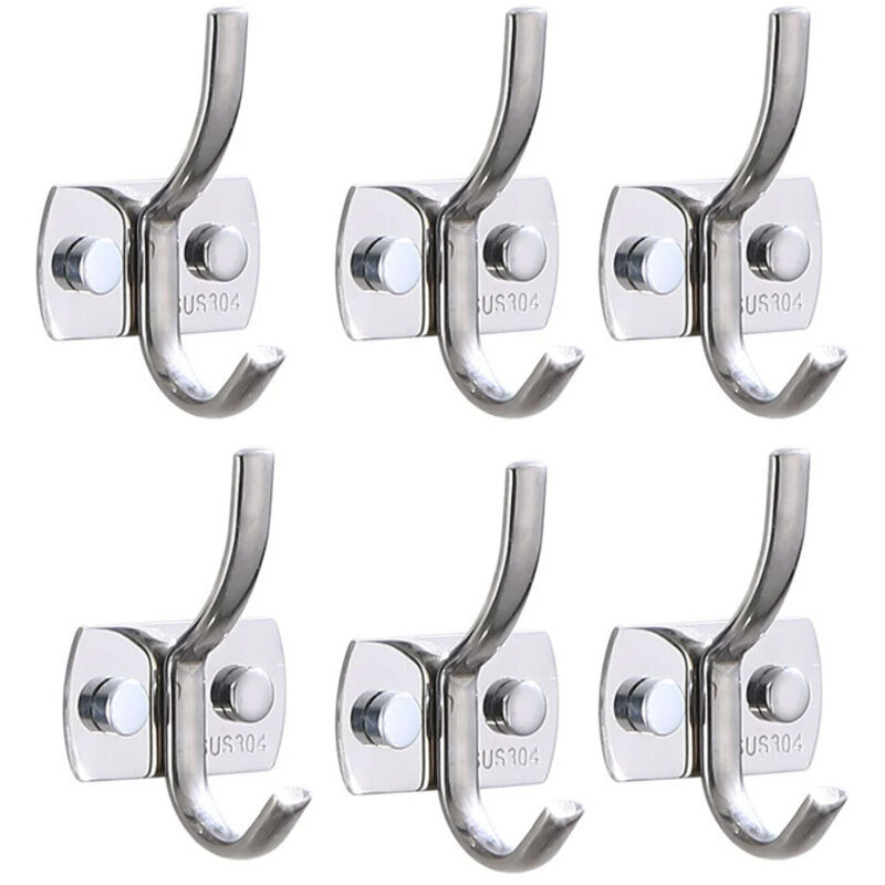 Lot de 6 patères murales robustes en acier inoxydable pour manteaux, serviettes, sacs à dos, chapeaux, clés, pour cuisine, salle de bain, chambre à