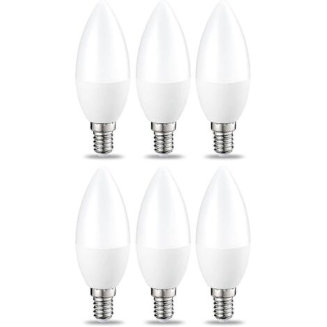Lot de 6 petites ampoules LED en forme de flamme, culot à vis Edison E14, 5 W (équivalent 40 W), blanc chaud, non dimmables-AquaForge