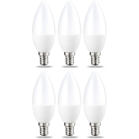 Lot de 6 petites ampoules LED en forme de flamme Culot Edison à vis E14 5 W 3000K Blanc chaud Intensité non variable