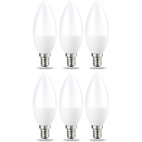 Lot de 6 petites ampoules LED en forme de flamme Culot Edison à vis E14 5 W Blanc chaud Intensité non variable