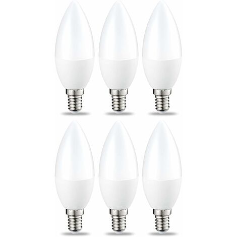 Lot de 6 petites ampoules LED en forme de flamme Culot Edison à vis E14 5 W (équivalent 40 W) Blanc chaud Intensité non variable