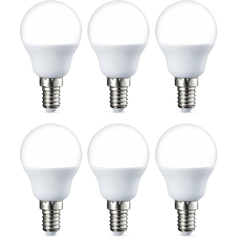 Lot de 6 petites ampoules LED rondes G45 Culot Edison à vis E14 5 W (équivalent 40 W) Blanc chaud Intensité non variable [Classe énergétique F]