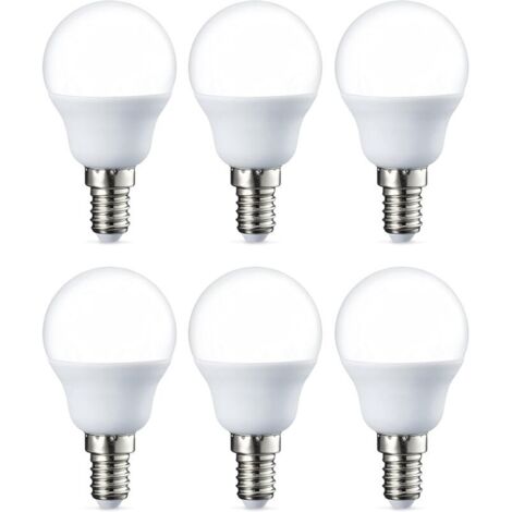 Lot de 6 petites ampoules LED rondes G45 Culot Edison à vis E14 5 W (équivalent 40 W) Blanc chaud Intensité non variable [Classe énergétique F]