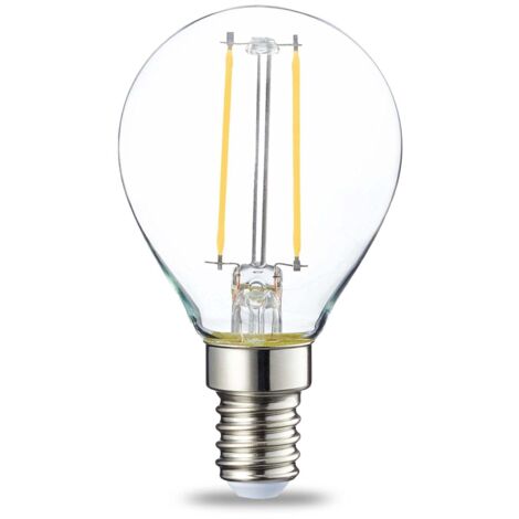 Lot de 6 petites ampoules LED rondes P45 Culot Edison à vis E14 2 W (équivalent 25 W) Filament transparent Intensité non variable, blanc chaud [Classe énergétique E]