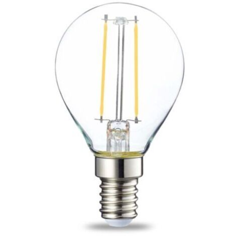 Lot de 6 petites ampoules LED rondes P45 Culot Edison à vis E14 2 W (équivalent 25 W) Filament transparent Intensité non variable, blanc chaud [Classe énergétique E]