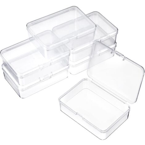 Lot de 6 petites boîtes de rangement avec couvercle - 8,5 x 6,1 x 2,6 cm - Mini boîtes de rangement en plastique transparent pour bijoux et vis