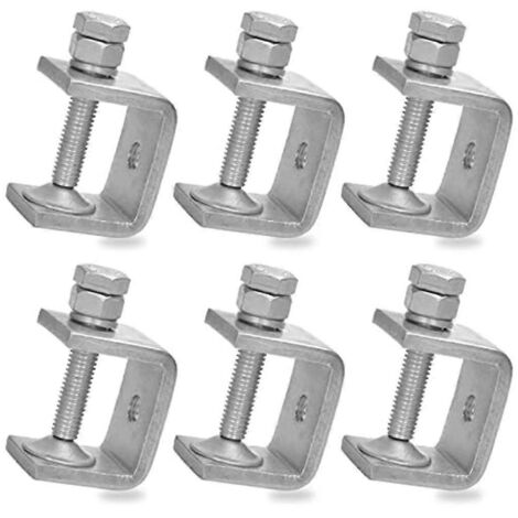 Lot de 6 petites pinces en C en acier inoxydable de 2,5 cm (1 pouce) pour le travail du bois, mini pinces de bureau robustes en métal en forme de U