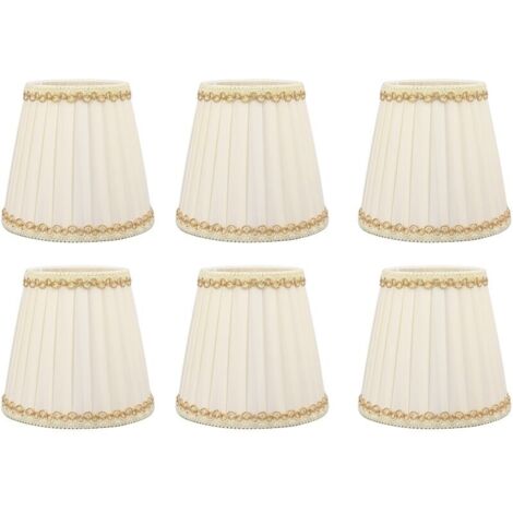 Lot de 6 petits abat-jours en tissu – Installation à clipser – Dimensions 9x14x13cm – Pour ampoules E14 – Style moderne pour bureau et salon