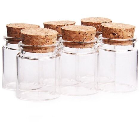 Lot de 6 petits flacons en verre de 50 ml (47 mm x 50 mm) avec bouchons en liège, petits pots de rangement pour épices, cadeaux de mariage