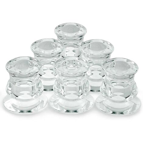 Lot de 6 photophores en verre transparent de 2,4 cm de diamètre.