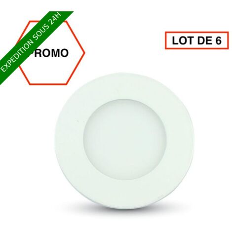 LOT DE 6 PIÈCES // Luminaire Panneau LED Encastré Rond 3W Blanc Froid Diamètre 85mm SKU-6294