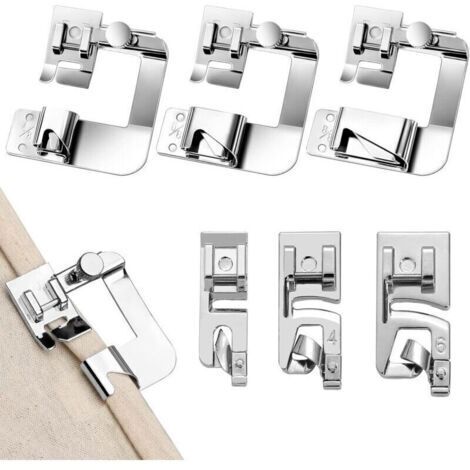 Lot de 6 pieds-de-biche en acier inoxydable pour machines à coudre Brother, Singer, W6, Elina et Janome - Argent