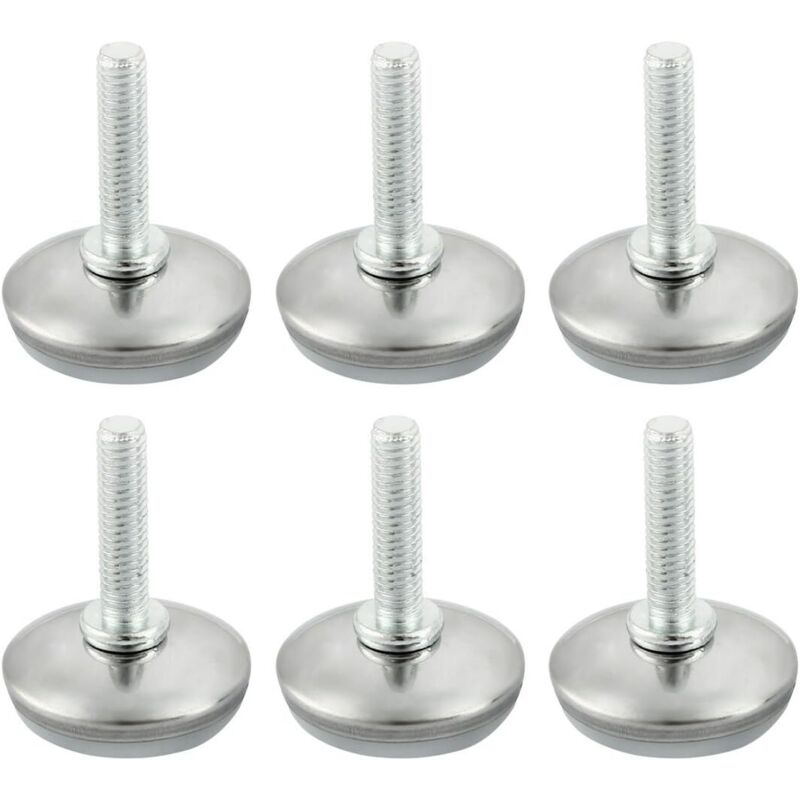 Lot de 6 pieds de meubles ajustables M6 x 25 mm Protège sol pour tables, chaises et meubles Réglables, résistants, à visser