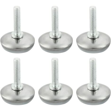 Lot de 6 pieds de meubles ajustables M6 x 25 mm   Protège sol pour tables, chaises et meubles   Réglables, résistants, à visser