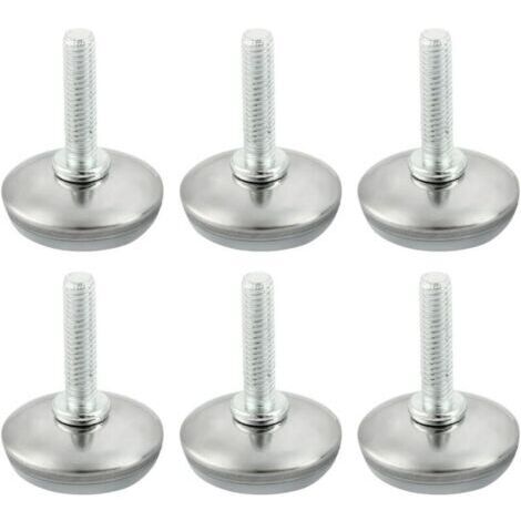 Lot de 6 pieds de meubles ajustables M6 x 25 mm Protège sol pour tables, chaises et meubles Réglables, résistants, à visser