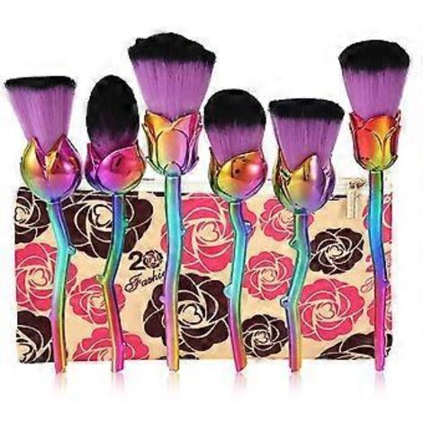 Lot de 6 pinceaux de maquillage en forme de rose - Outils cosmétiques