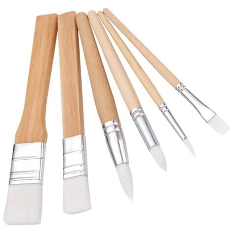 Lot de 6 Pinceaux Peinture Acrylique en Nylon Professionnels pour Acrylique Huile Aquarelle Bois et Nylon