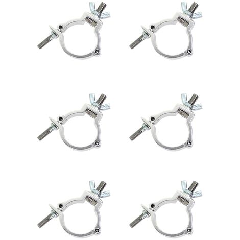 Lot de 6 pinces à boucle rapide 48-51 mm pour éclairage de scène - Charge maximale : 100 kg - Crochets pour lampes de scène mobiles et phares avec aluminium