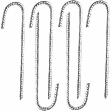 Lot de 6 piquets d’ancrage en acier galvanisé robuste pour barres d’armature en J - Pour chapiteaux, tonnelles, châteaux, tentes, trampolines, rebondissements, camping, filets de football