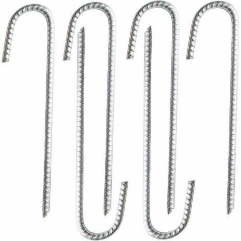 Lot de 6 piquets d’ancrage en acier galvanisé robuste pour barres d’armature en J - Pour chapiteaux, tonnelles, châteaux, tentes, trampolines, rebondissements, camping, filets de football